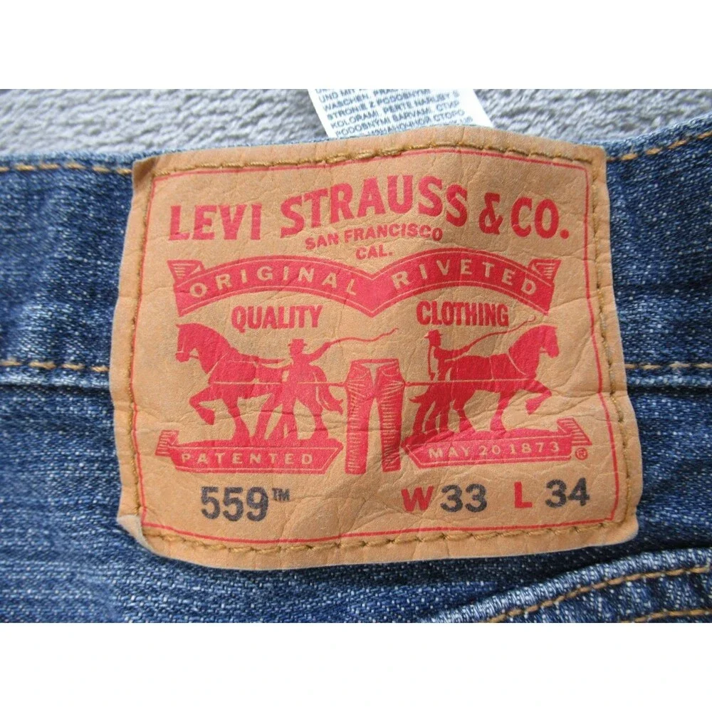 Levis 559 Mens 33x34 Jeans (Actual 30x32) Fly Zipper Medium Wash Blue